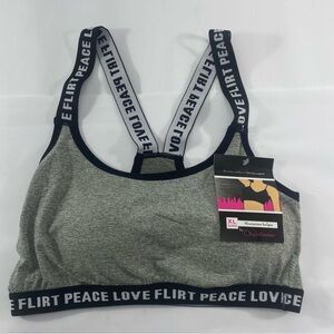 City Intimates Minmizes Bulges Gray Black Size XL Sports Bra All Over Coverage